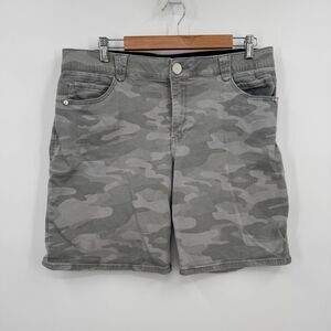 Democracy 14 AB Solution Women's Gray Camo Shorts Stretch Midi